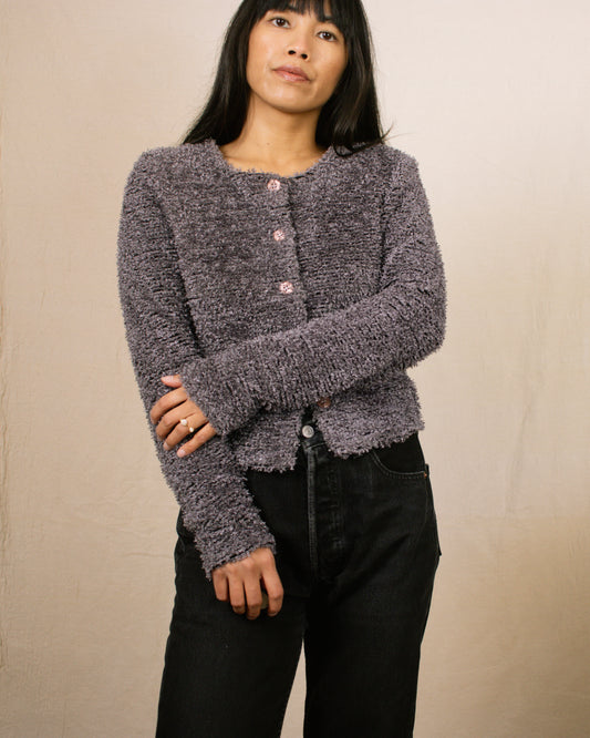 Vintage 90s Dusty Purple Cardigan | Size XS/S