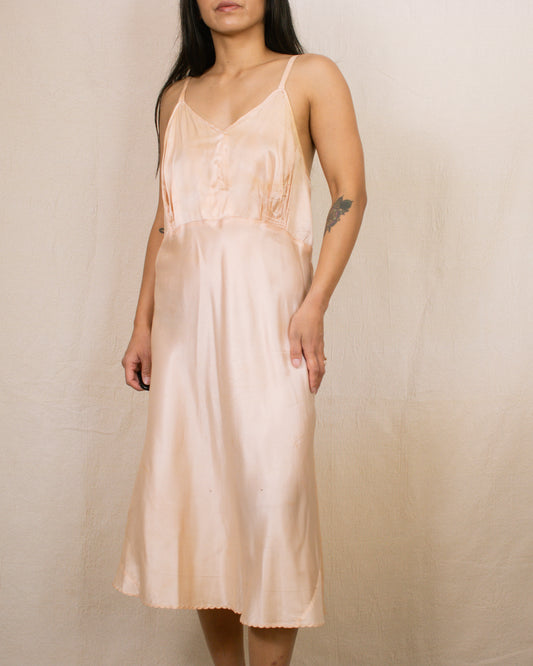 Vintage 30s/40s Pink Bias Cut Slip Dress | Size Medium