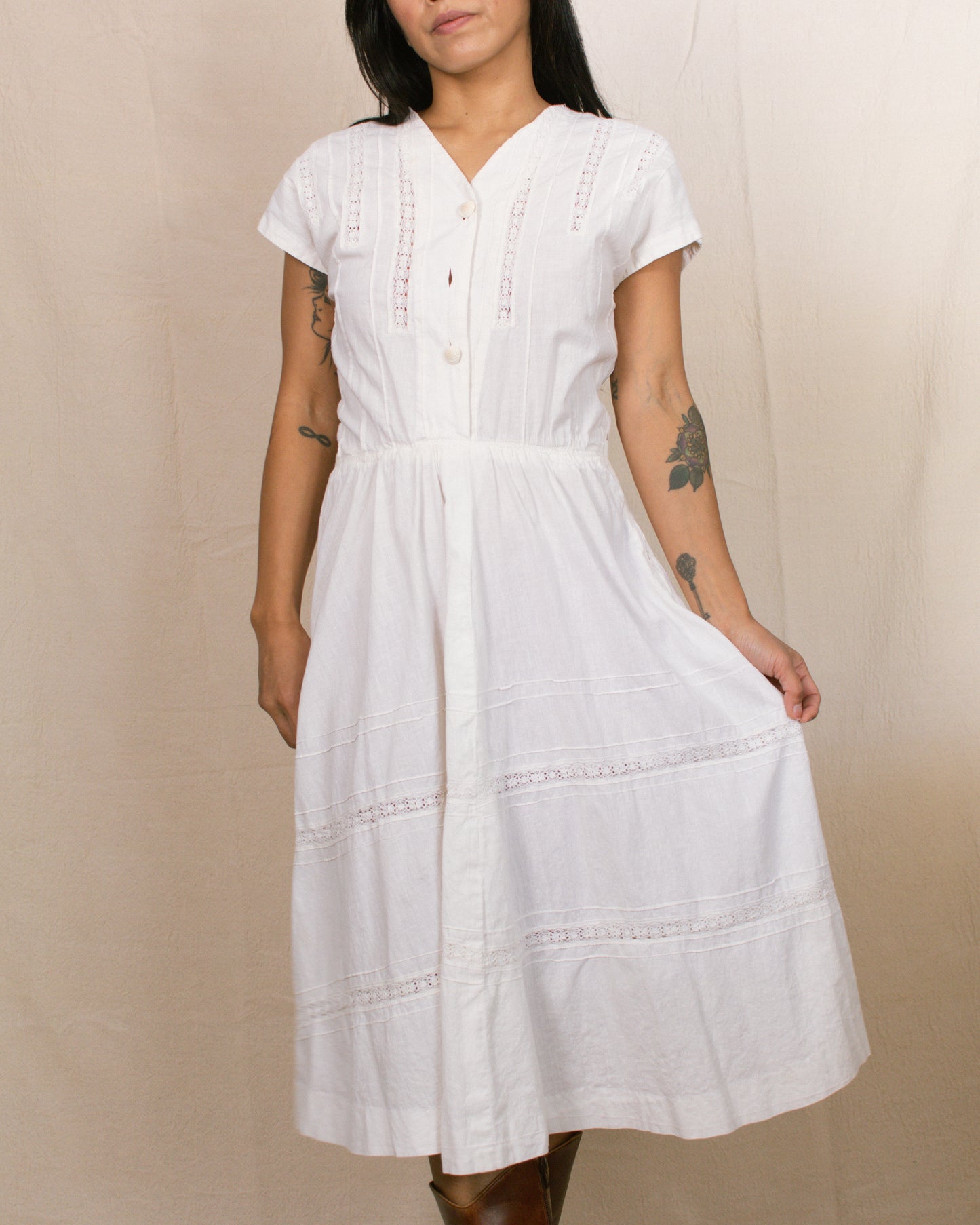 Vintage 50s White House Dress | Size M-L