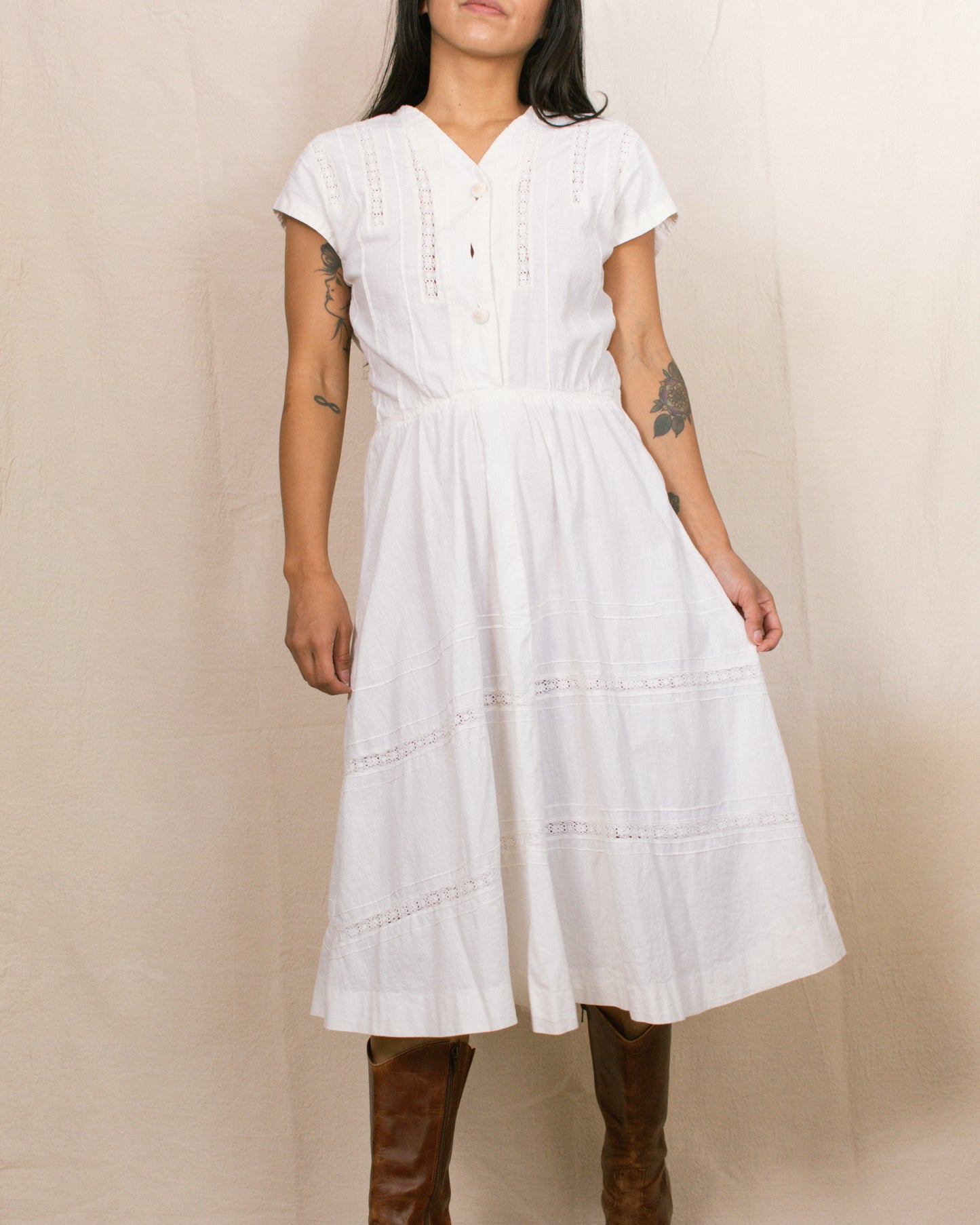 Vintage 50s White House Dress | Size M-L