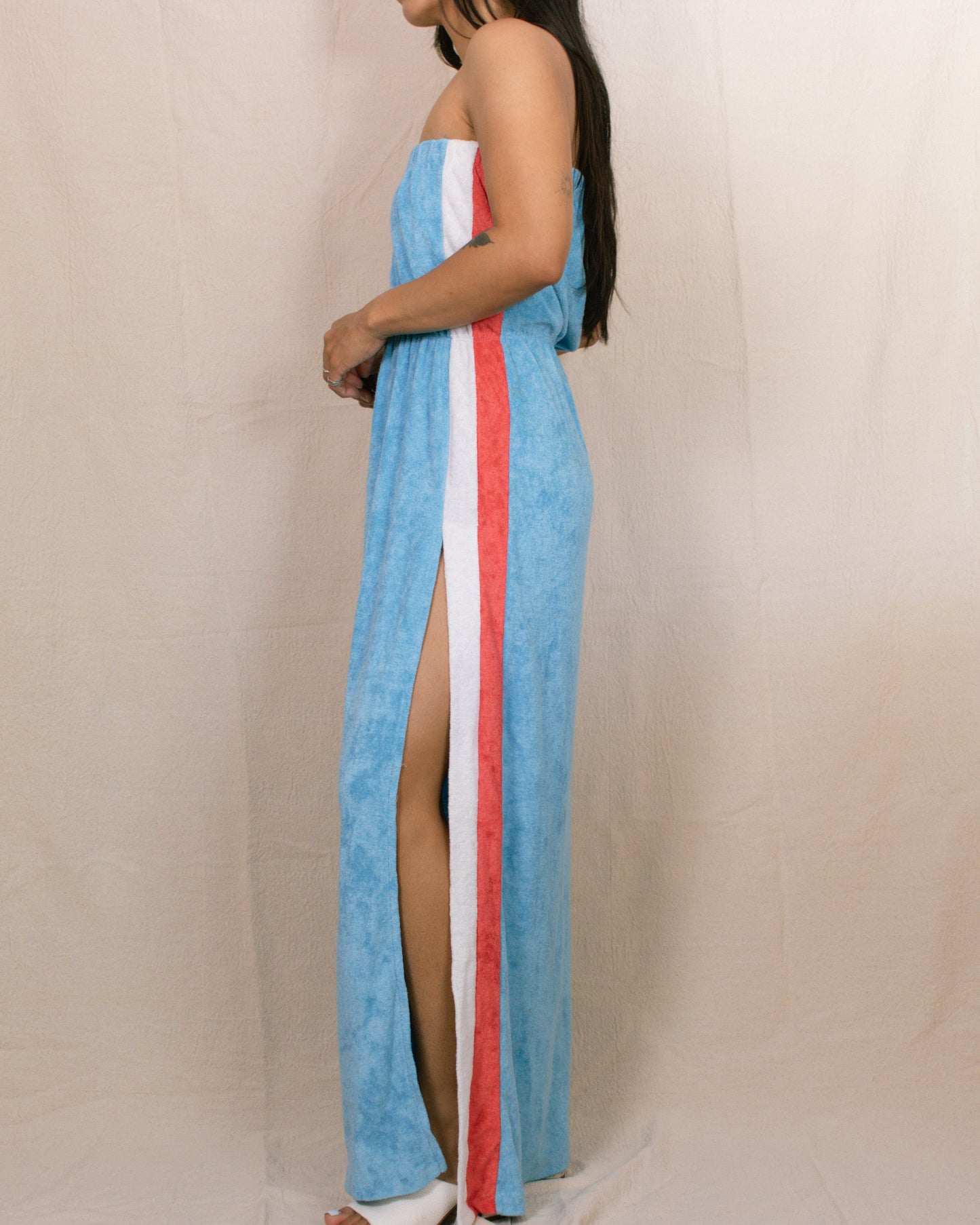 Vintage 70s Maxi Terry Dress | Size Small