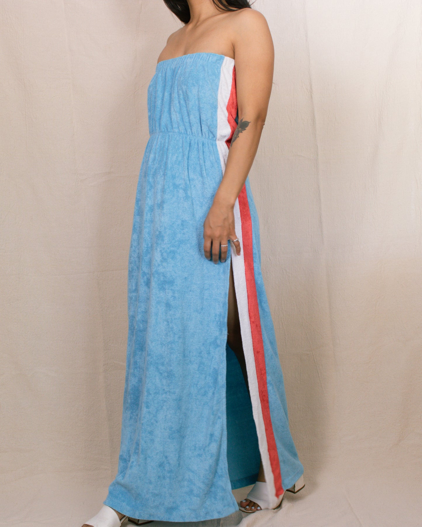 Vintage 70s Maxi Terry Dress | Size Small