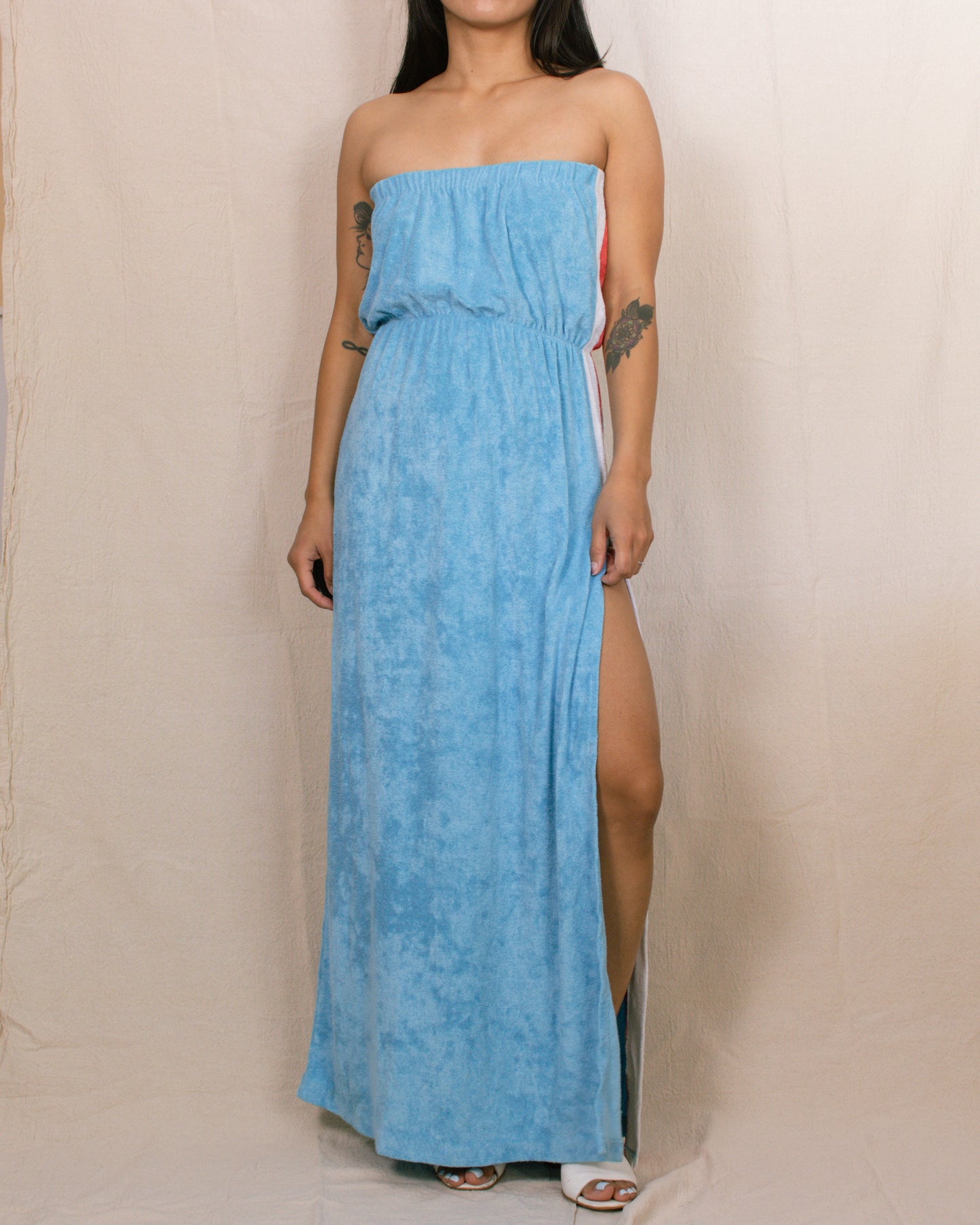Vintage 70s Maxi Terry Dress | Size Small