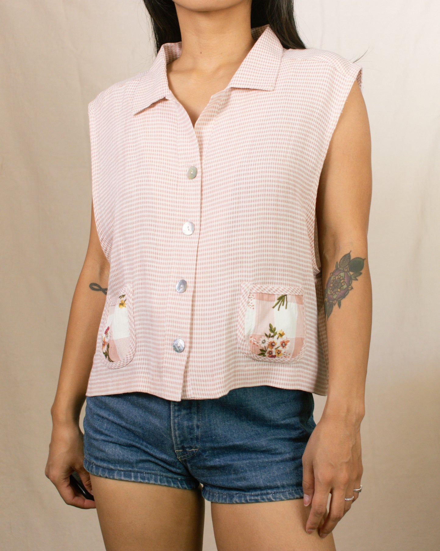 Vintage 80s Gingham Blouse | Size Large