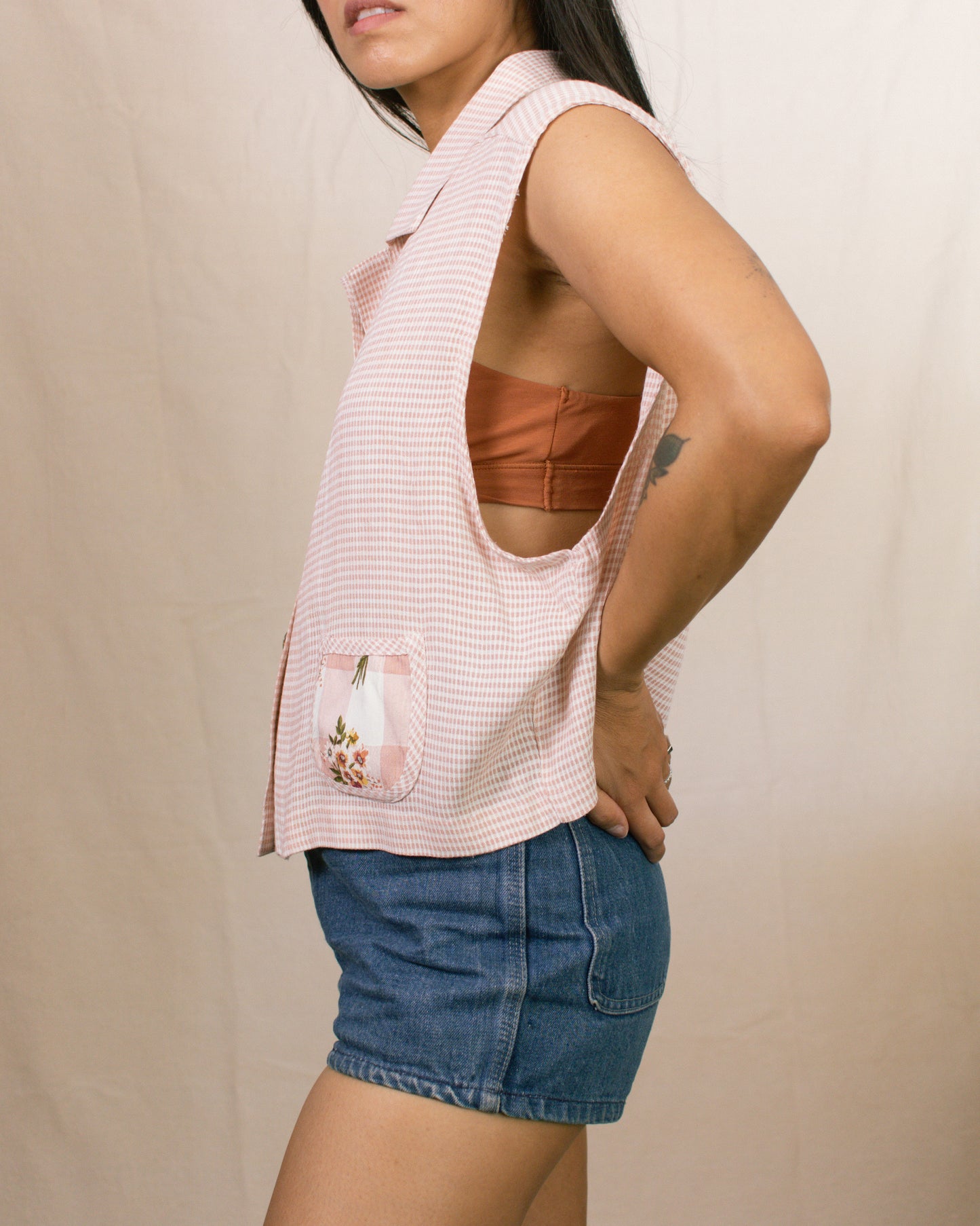 Vintage 80s Gingham Blouse | Size Large