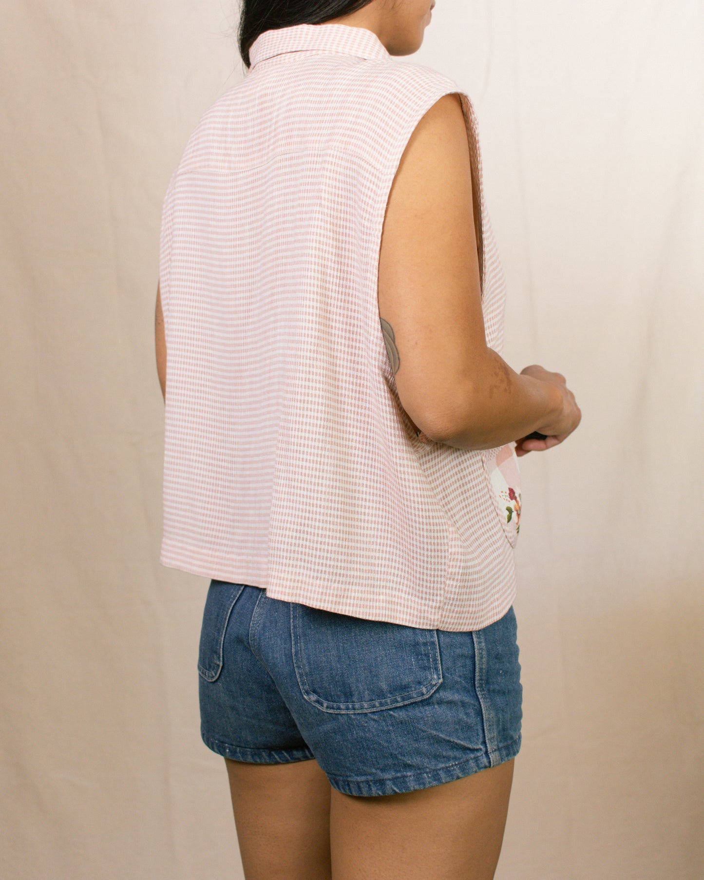 Vintage 80s Gingham Blouse | Size Large