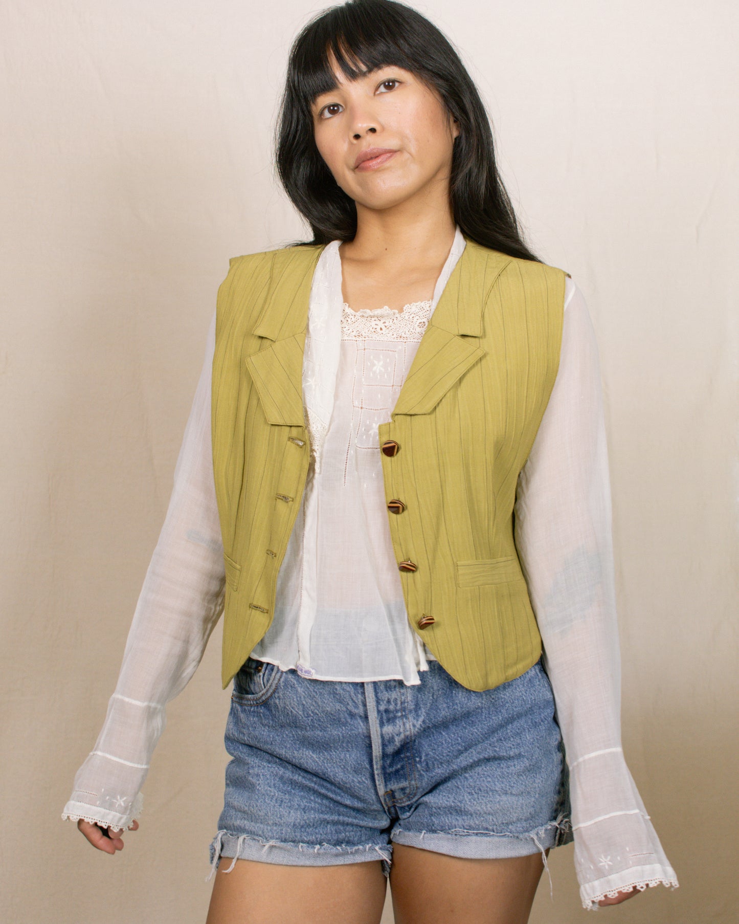Vintage 80s Green Vest | Size S-M
