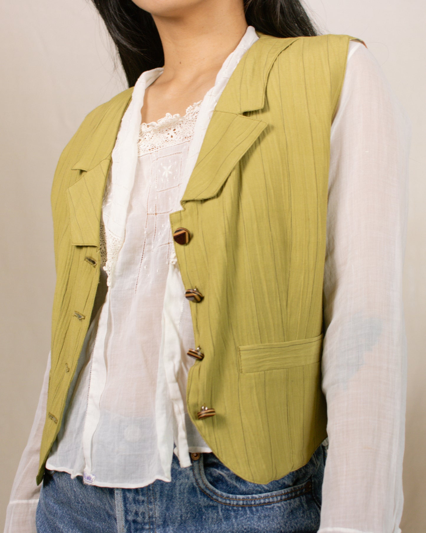 Vintage 80s Green Vest | Size S-M