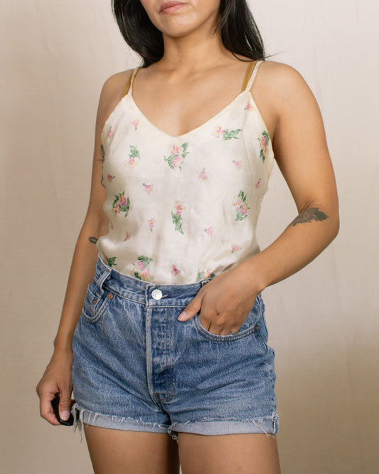 Vintage 70s Floral Tank Top | Size XS-S