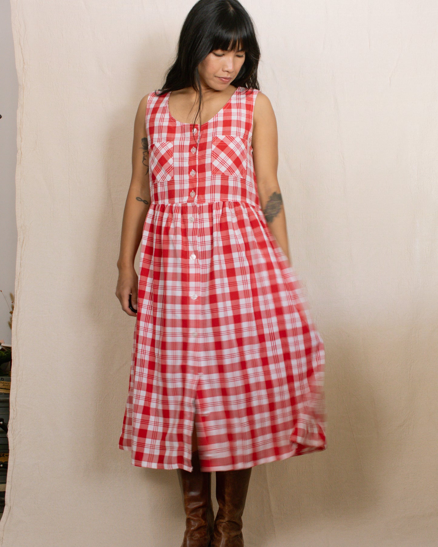 Vintage 90s Red Plaid Dress