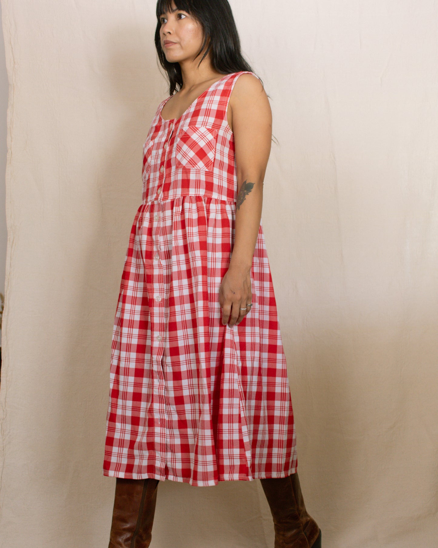 Vintage 90s Red Plaid Dress | Size M-L