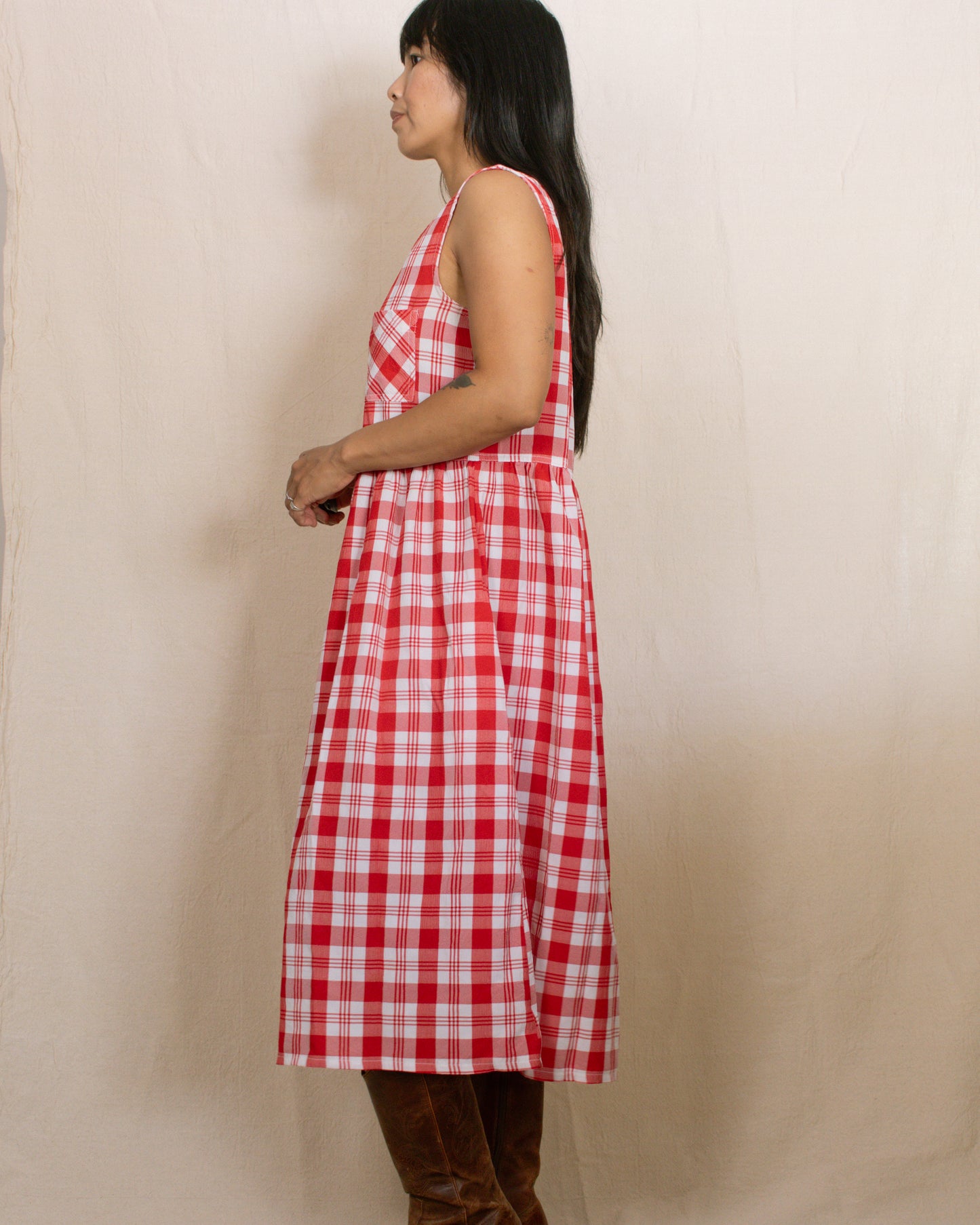 Vintage 90s Red Plaid Dress | Size M-L