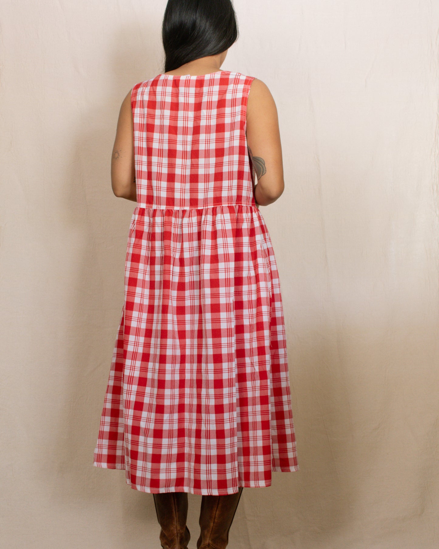 Vintage 90s Red Plaid Dress | Size M-L