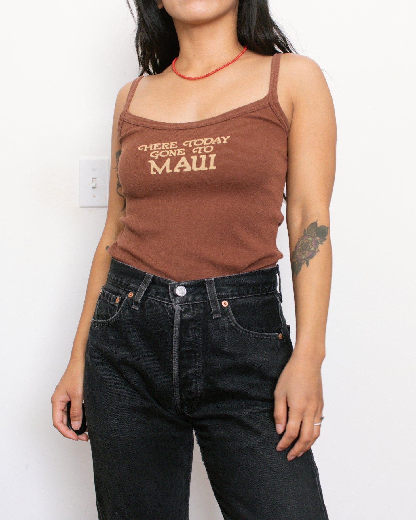 Vintage 70s Brown Maui Tank Top | Size Small