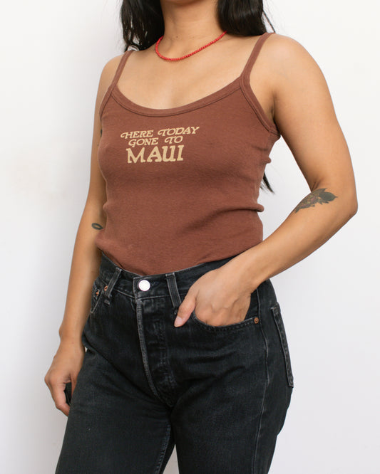 Vintage 70s Brown Maui Tank Top | Size Small