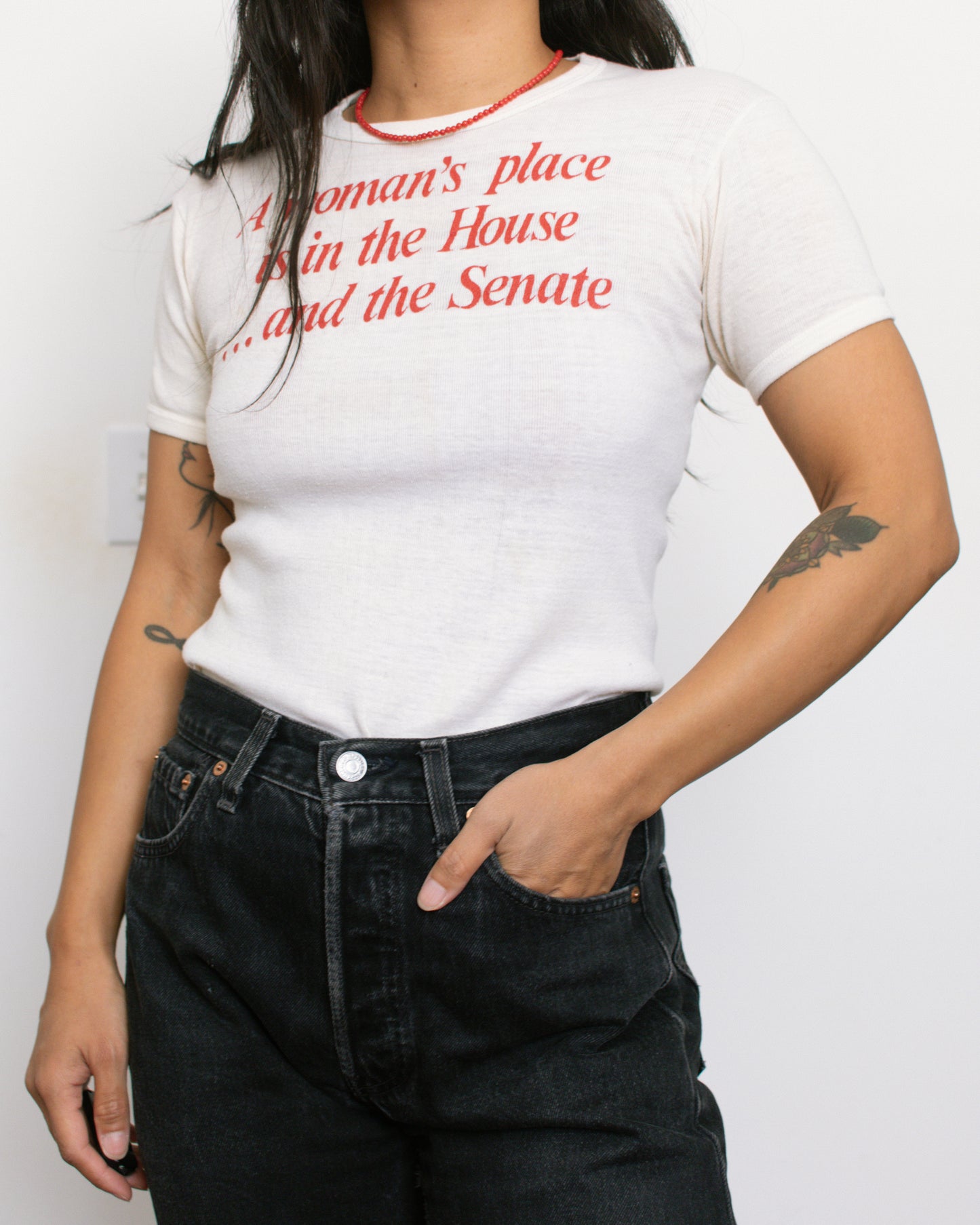 Vintage 70s "A woman's place is in the House... and the Senate" Shirt | Size XS/S