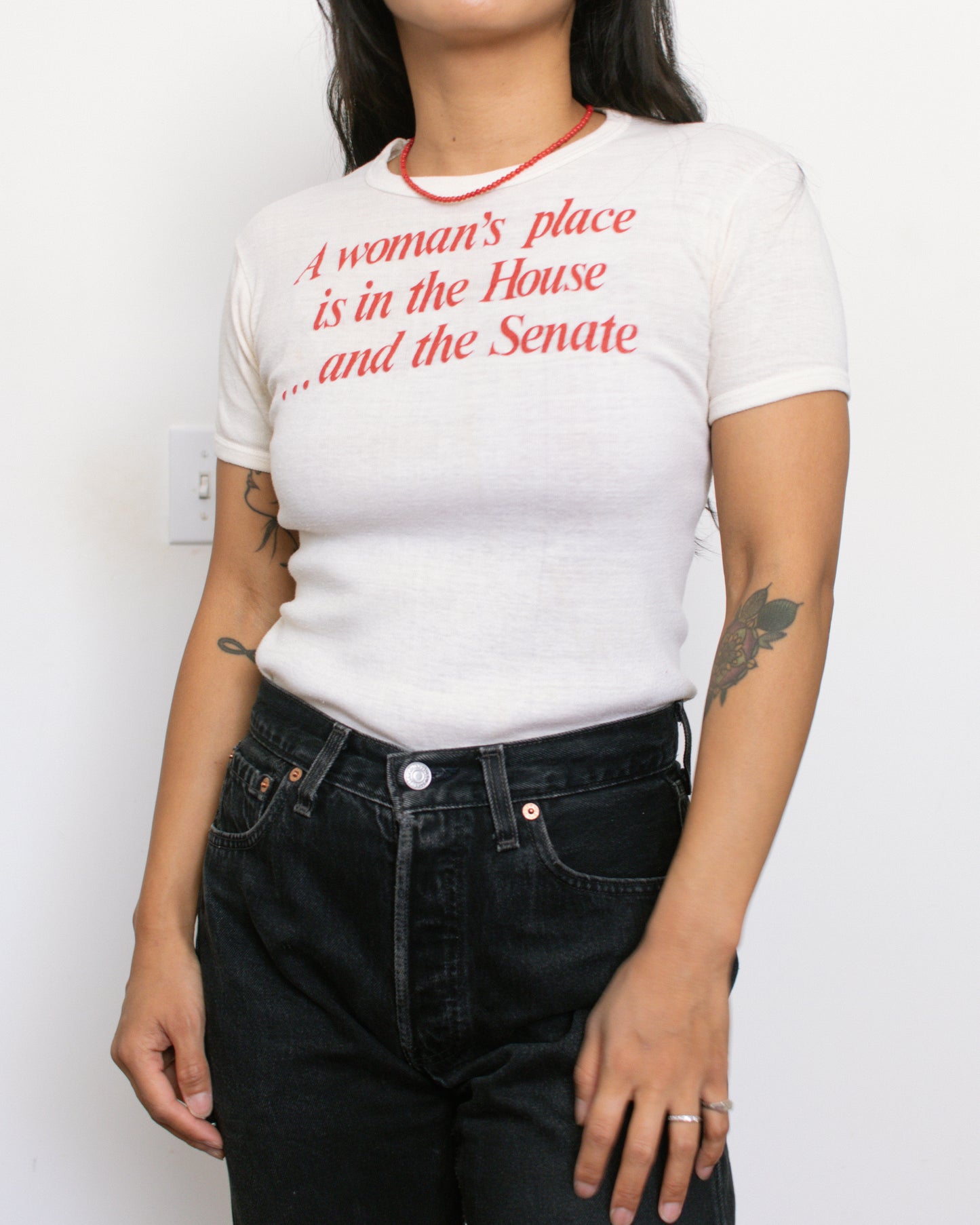 Vintage 70s "A woman's place is in the House... and the Senate" Shirt | Size XS/S