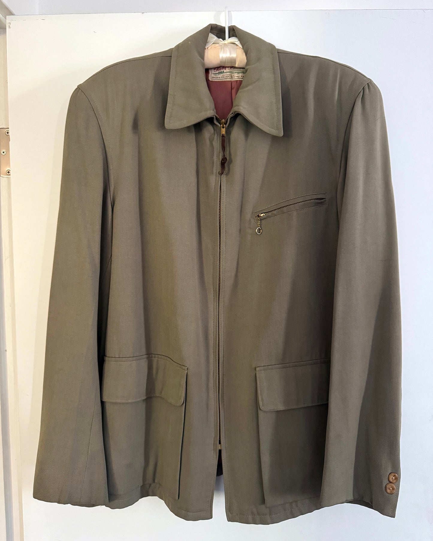 Vintage 50s Unisex Taupe Jacket | Women's Large, Men's S/M