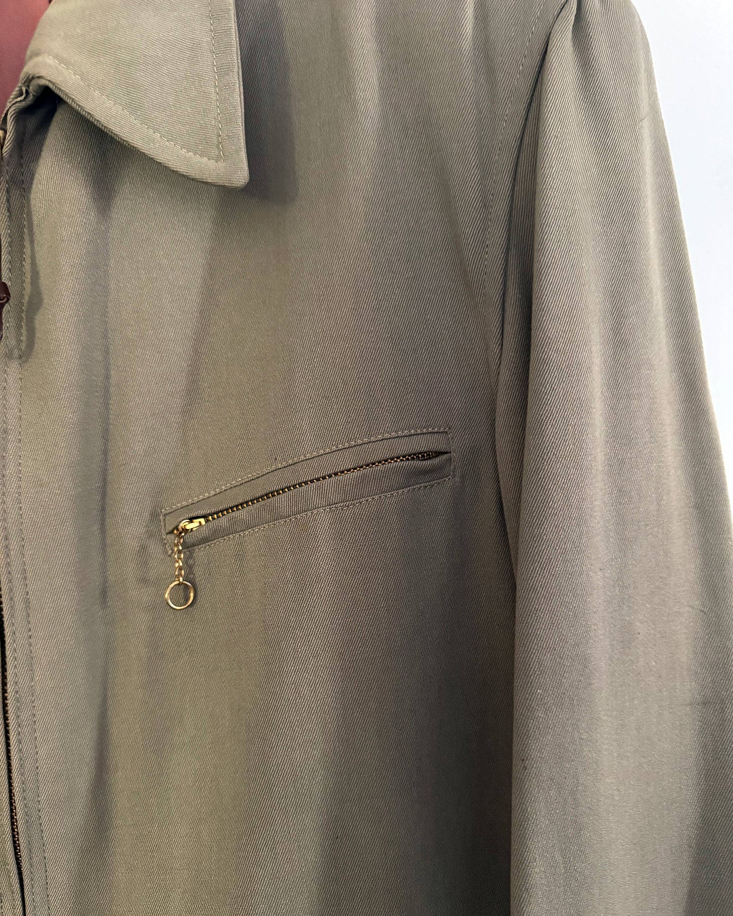 Vintage 50s Unisex Taupe Jacket | Women's Large, Men's S/M