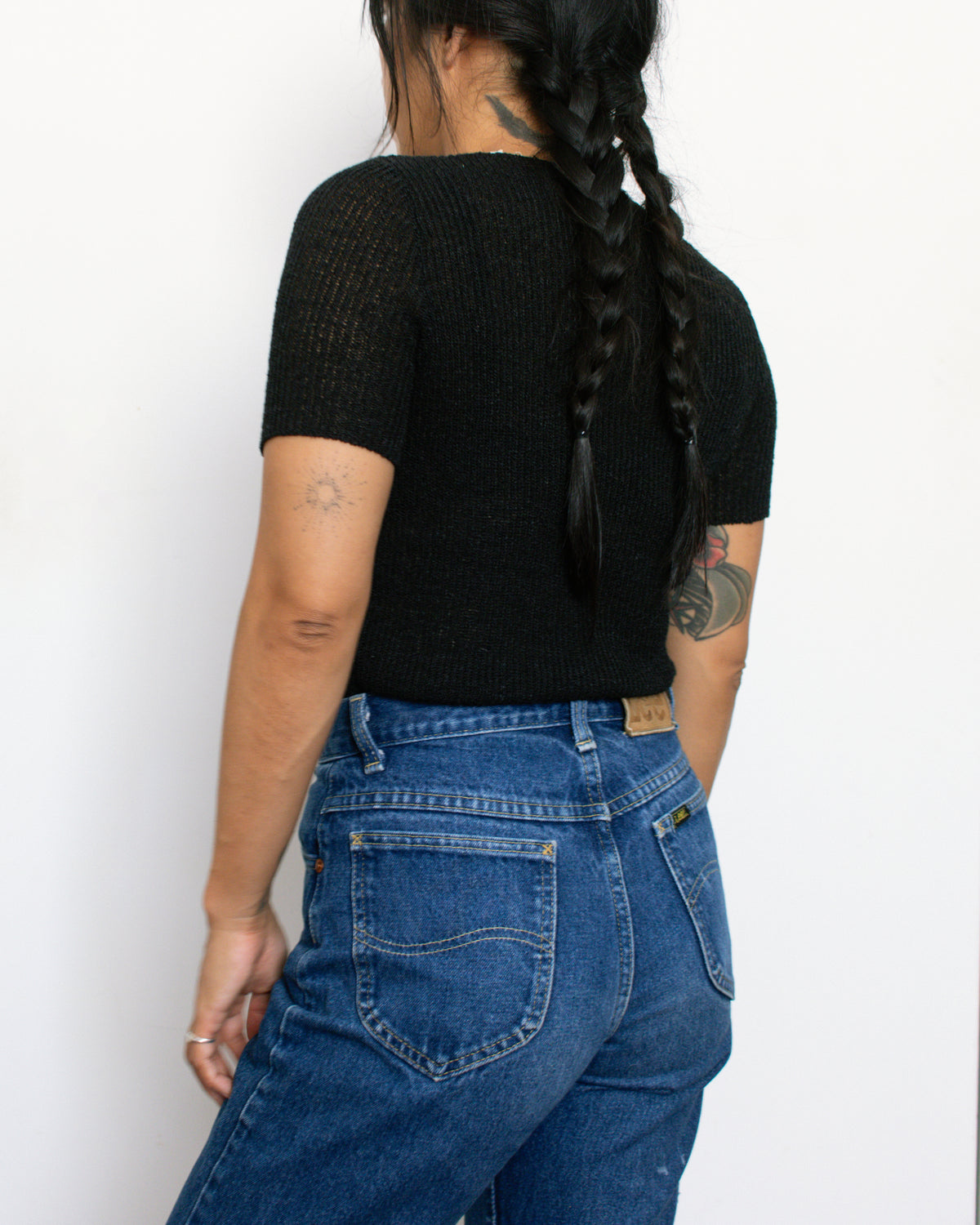 Vintage 70s Black Knit Shirt | Size XS/S