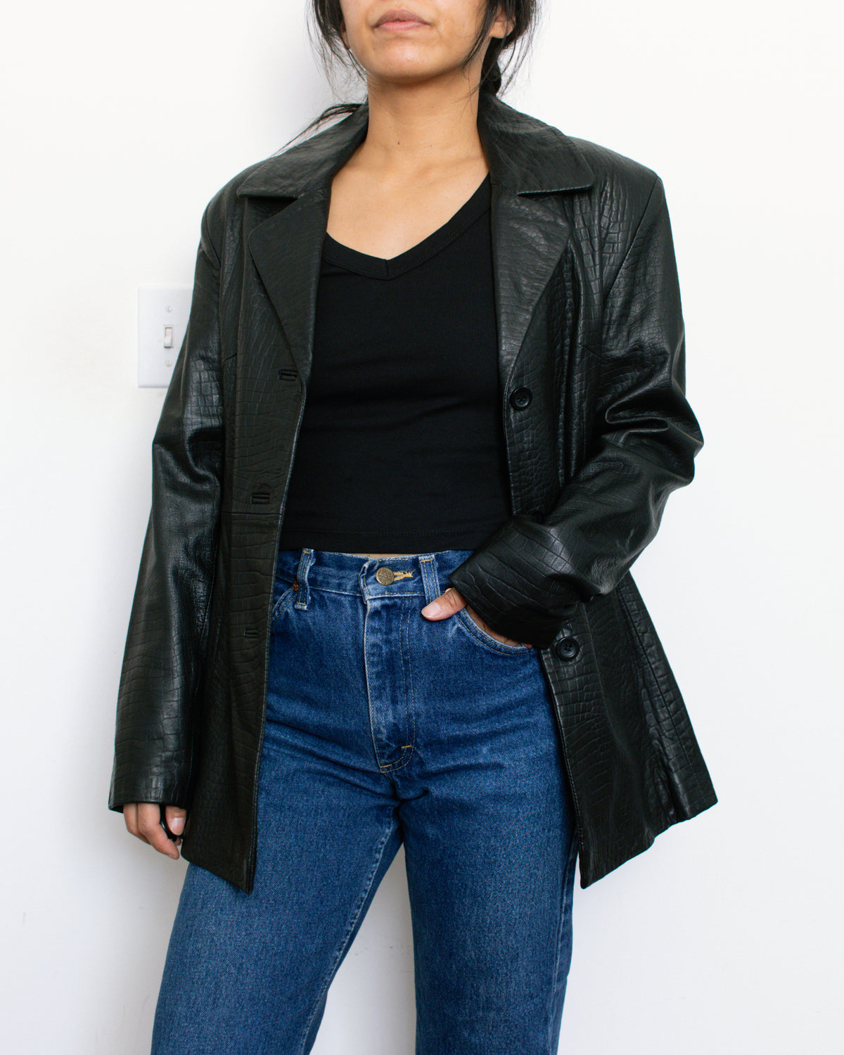 Vintage 90s Leather Jacket | Size Small