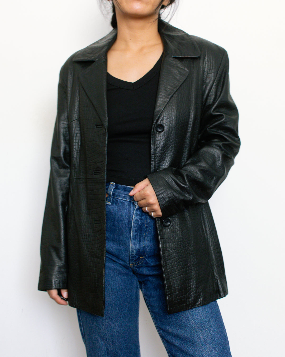 Vintage 90s Leather Jacket | Size Small