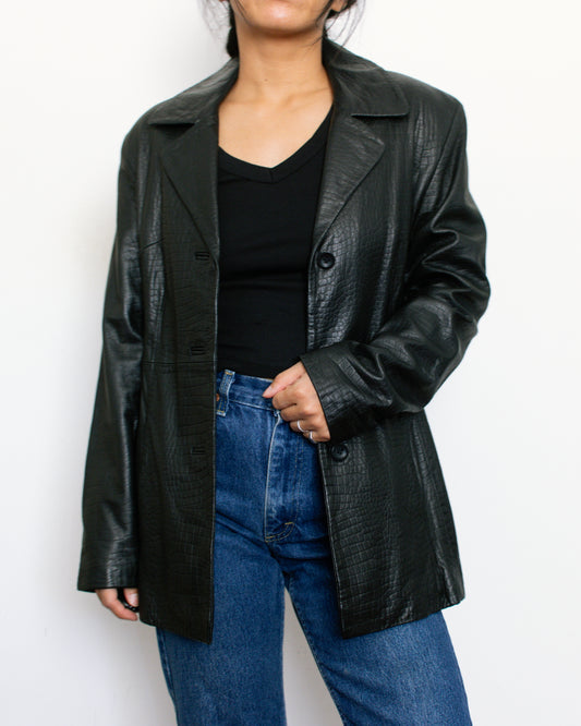 Vintage 90s Leather Jacket | Size Small