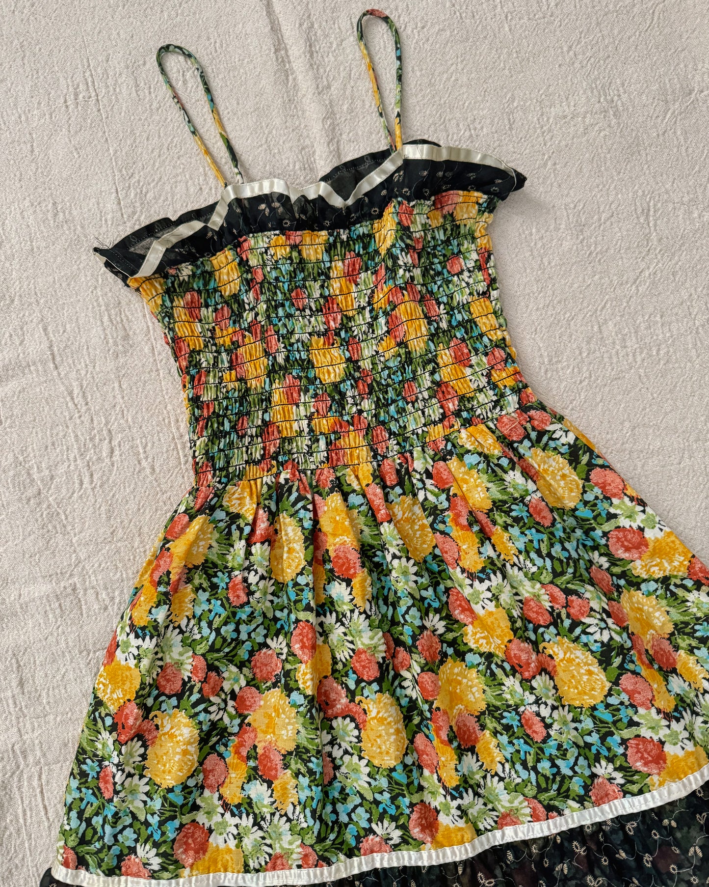 70s Autumn Floral Dress | Small