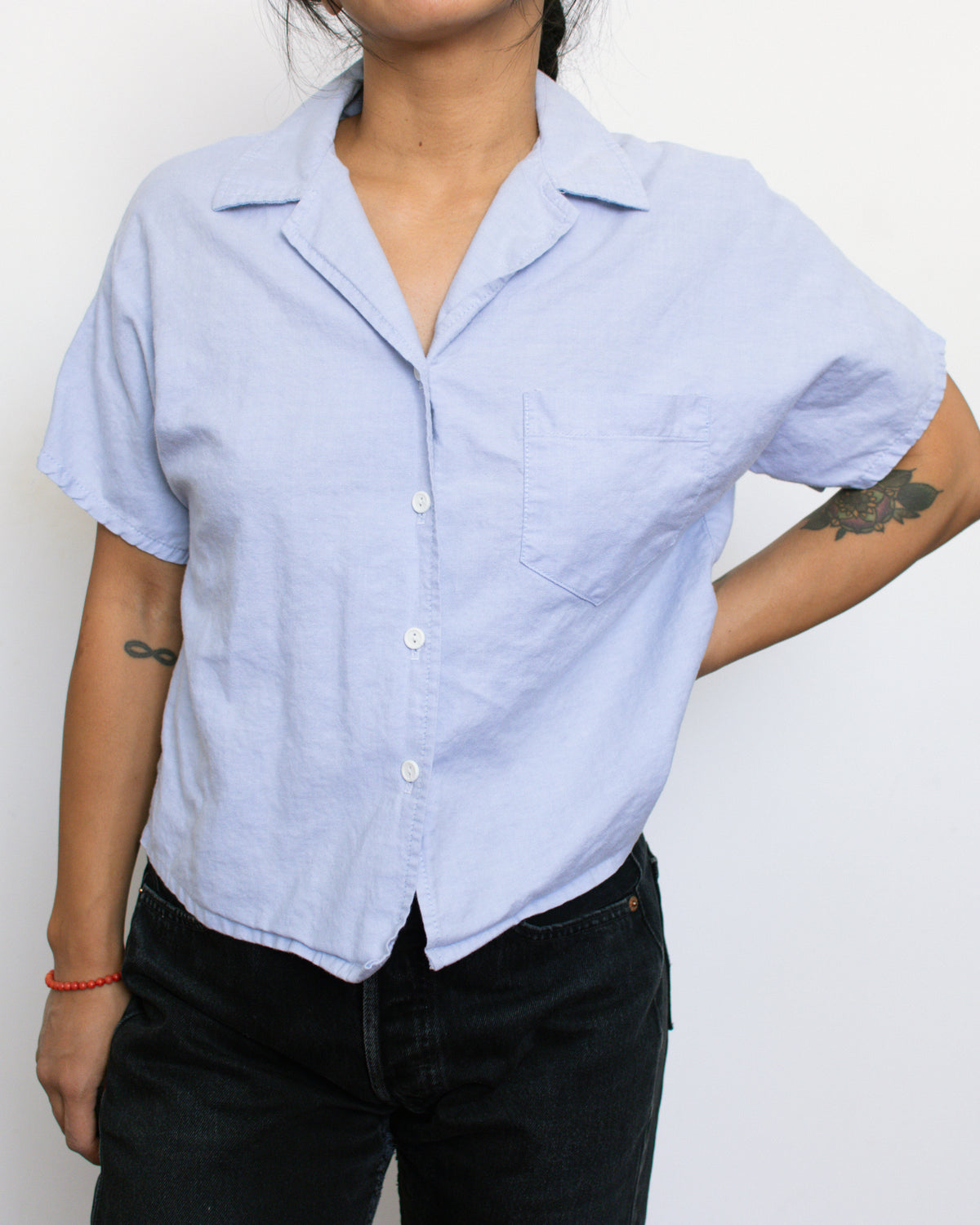 Vintage 70s Blue Button Down | Size S-M