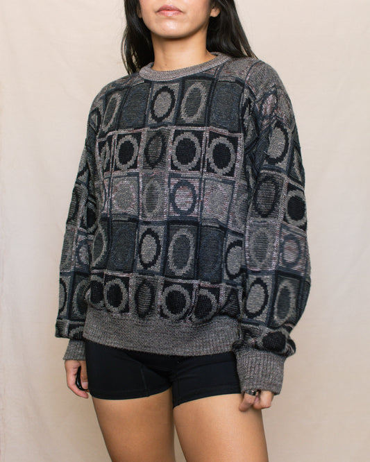 Vintage 90s Circle Print Sweater | Size S-L