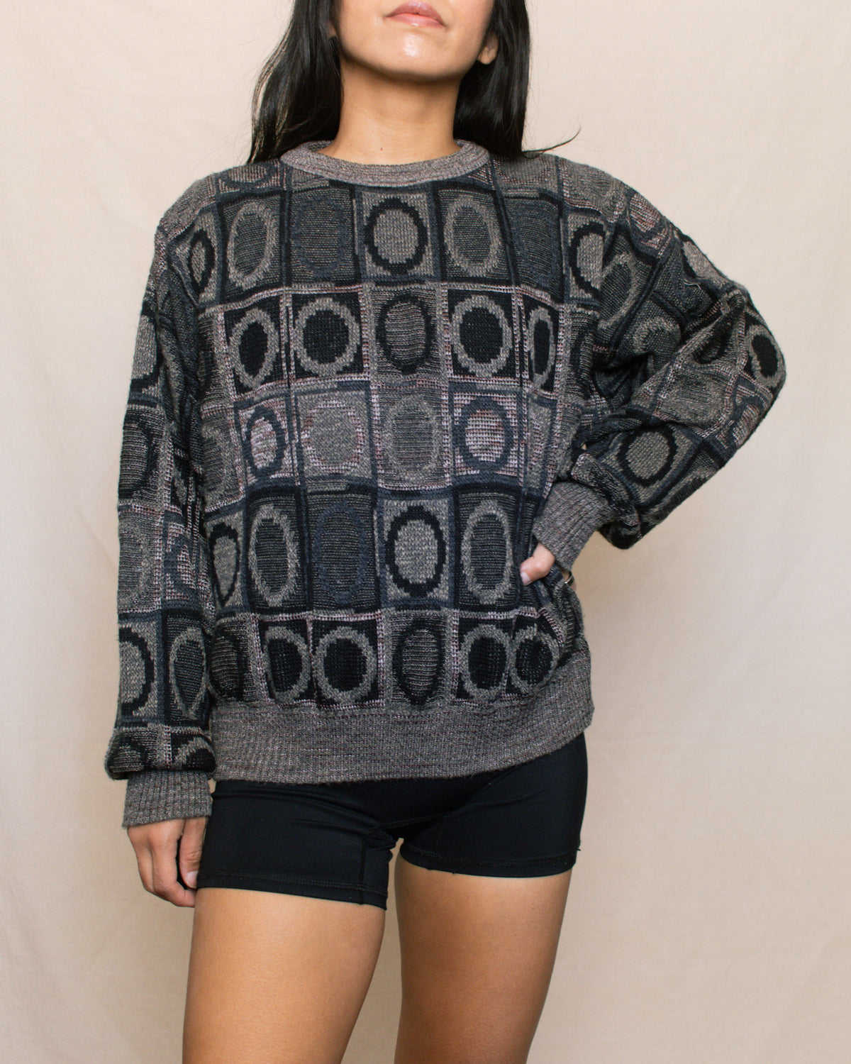 Vintage 90s Circle Print Sweater | Size S-L
