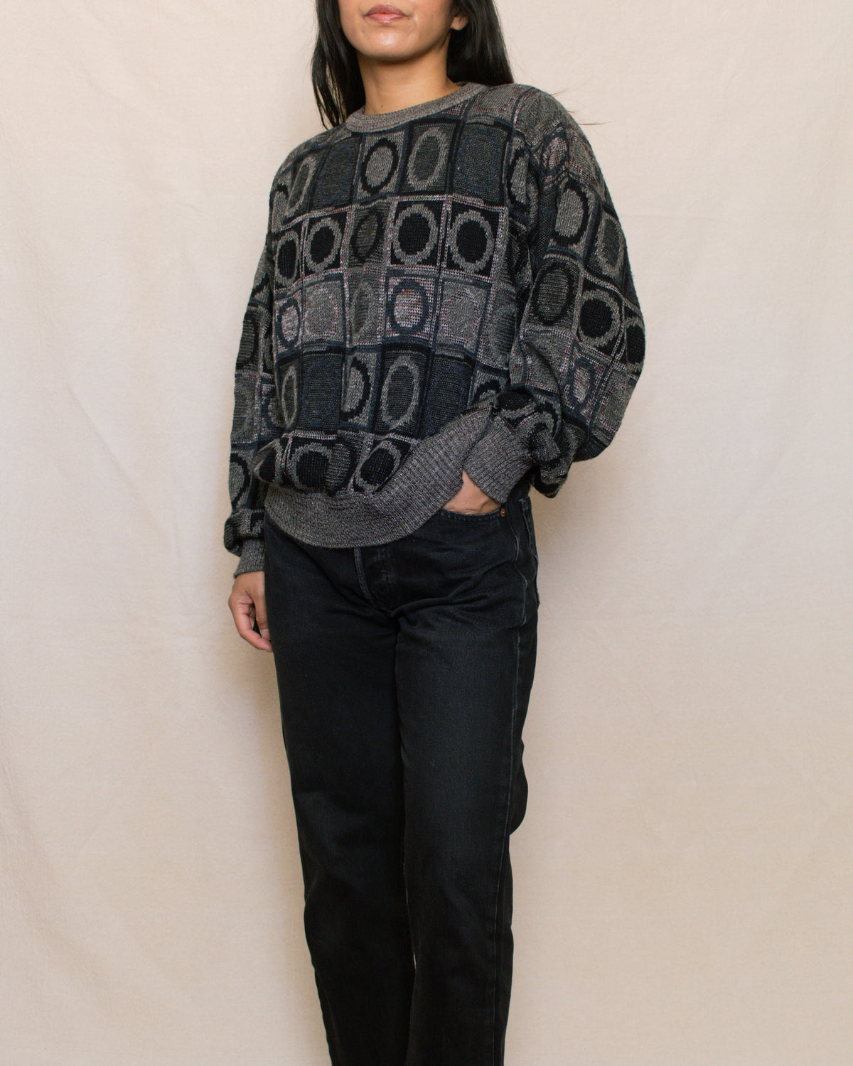 Vintage 90s Circle Print Sweater | Size S-L