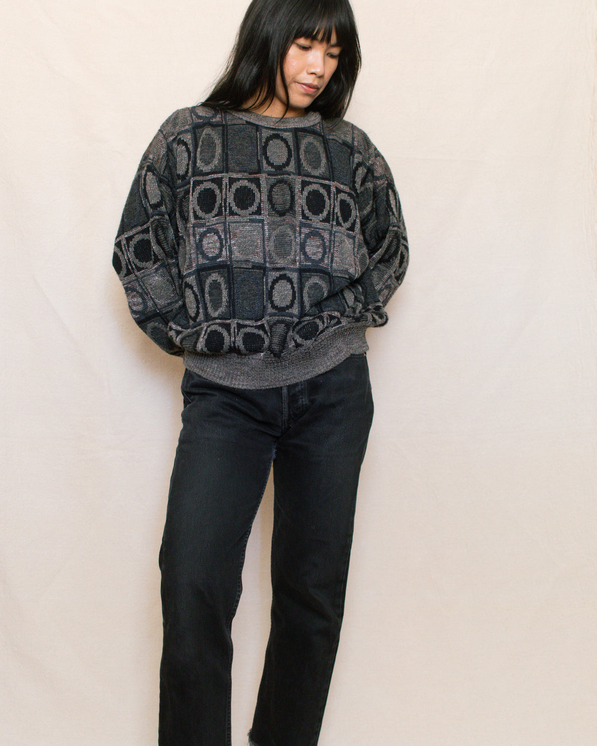 Vintage 90s Circle Print Sweater | Size S-L