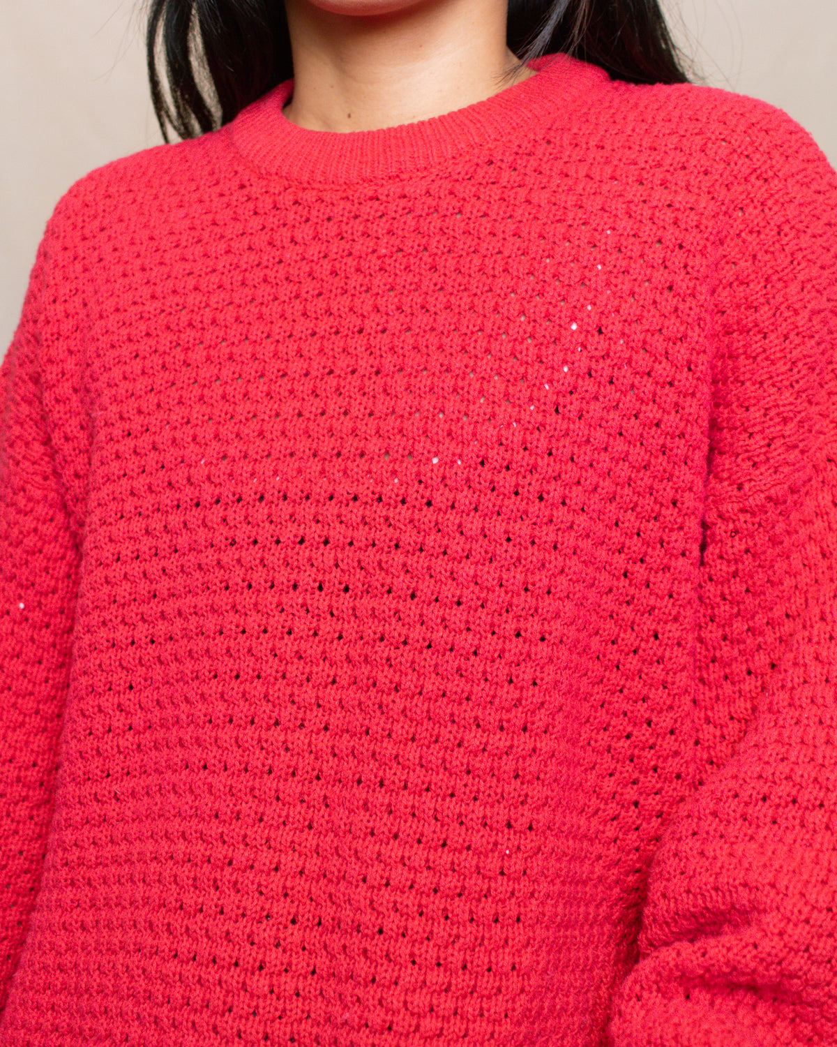 Vintage 90s Red Chunky Sweater | Size L/XL