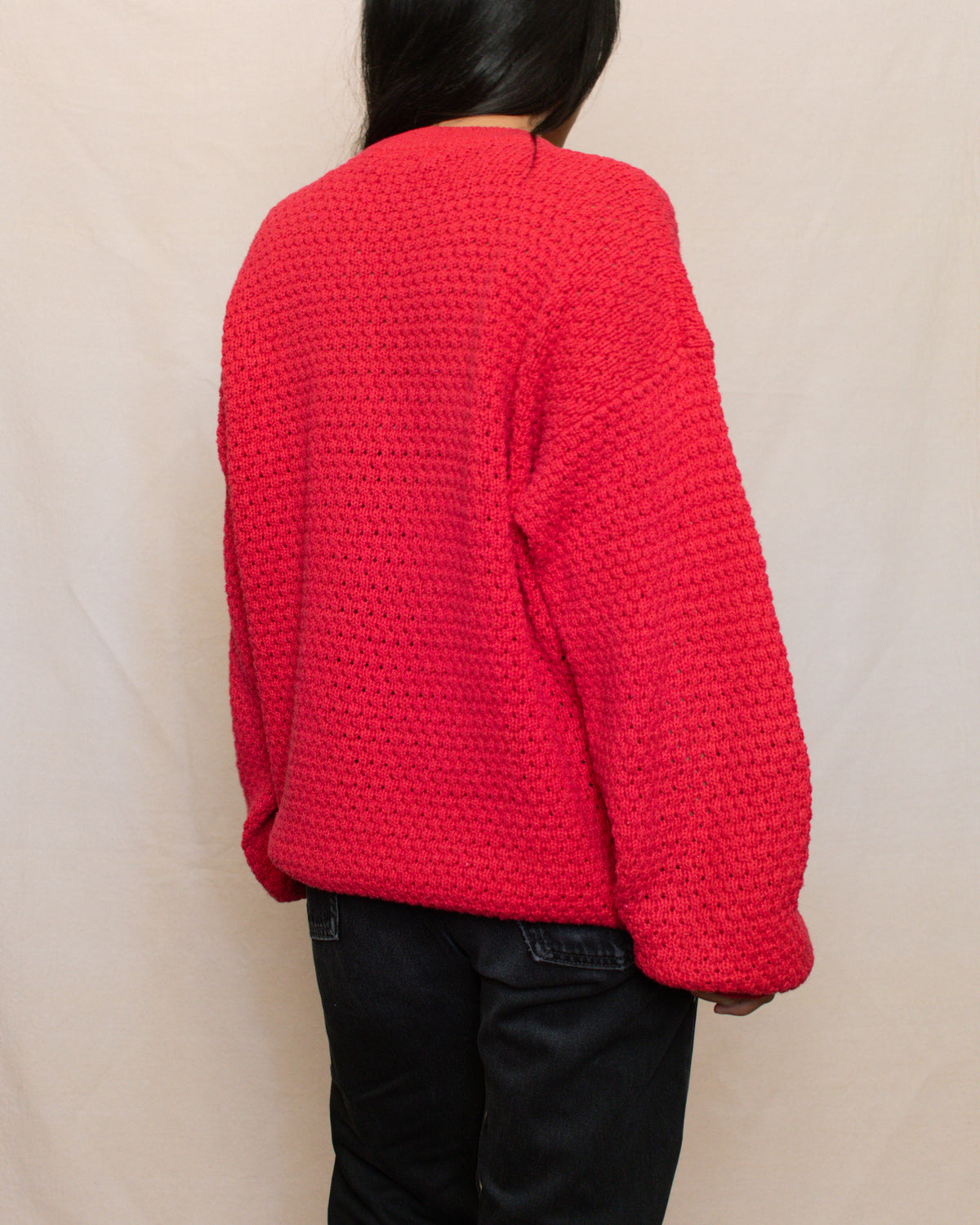 Vintage 90s Red Chunky Sweater | Size L/XL