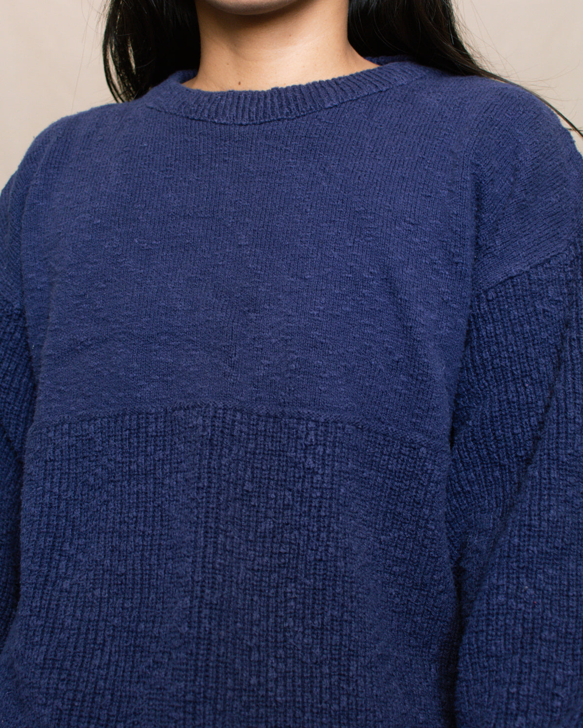 Vintage 80s Navy Cotton Sweater | Size M-L