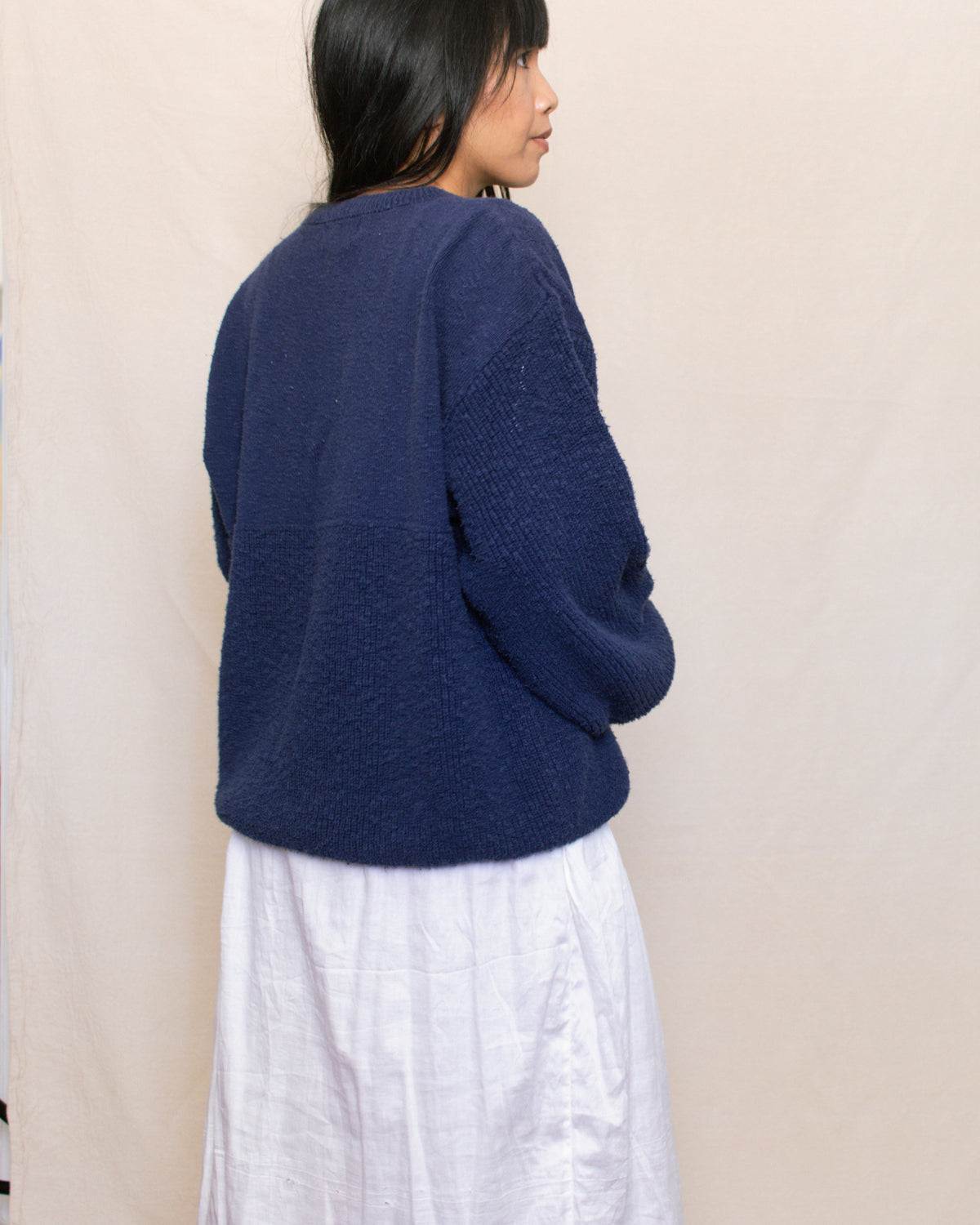 Vintage 80s Navy Cotton Sweater | Size M-L