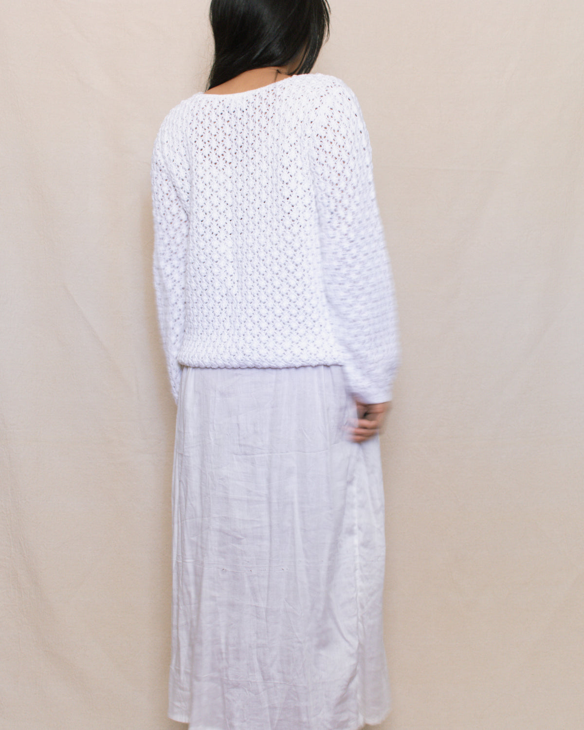 Vintage 90s White Knit Sweater | Size S-M