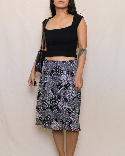 Vintage 90s Floral Midi Skirt | Size Medium