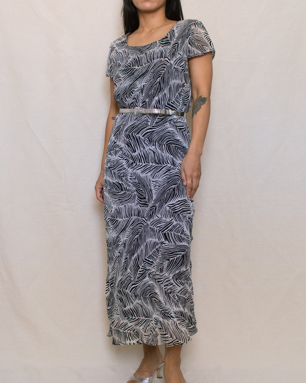 Vintage 90s Leaf Print Maxi Dress | Size Medium