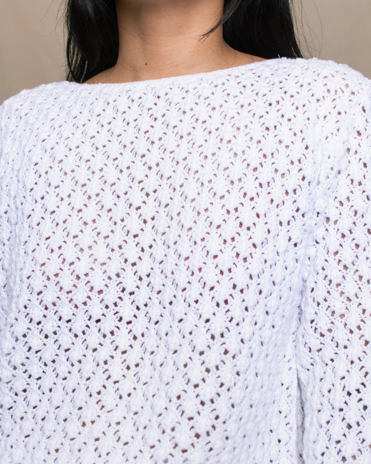 Vintage 90s White Knit Sweater | Size S-M
