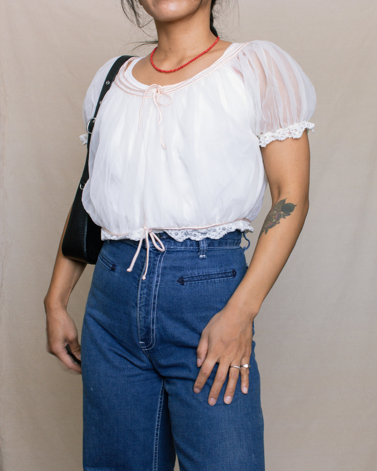 Vintage 60s Bed Jacket Blouse | Size Small