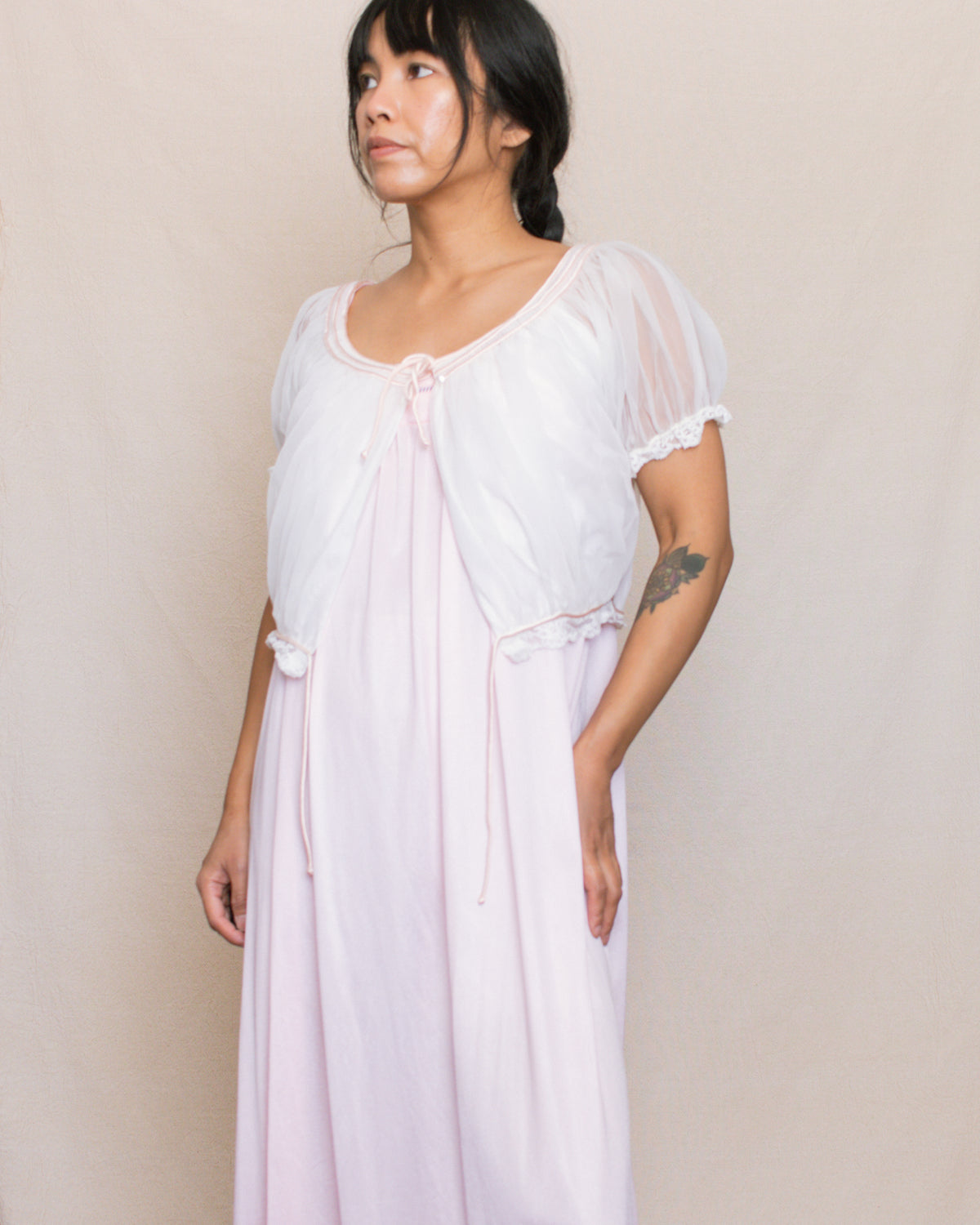 Vintage 60s Pink Maxi Nightgown | Size Small