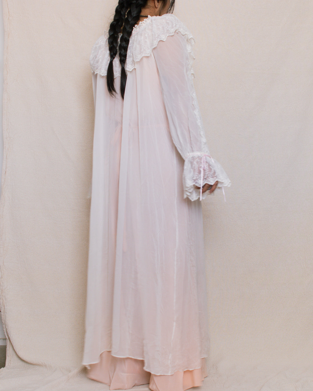 Vintage 80s Neiman Marcus Lace Bed Robe | Size S-L