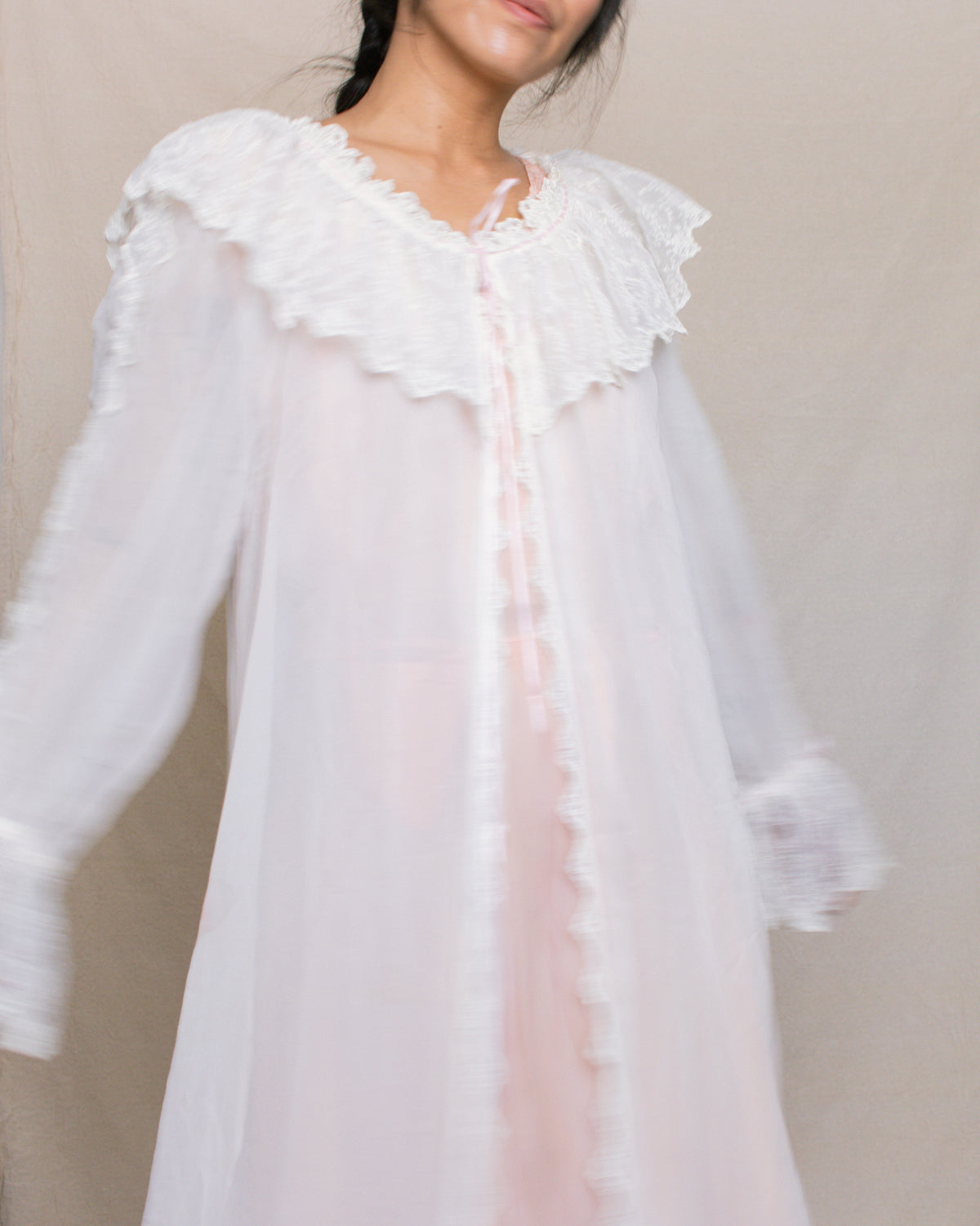 Vintage 80s Neiman Marcus Lace Bed Robe | Size S-L