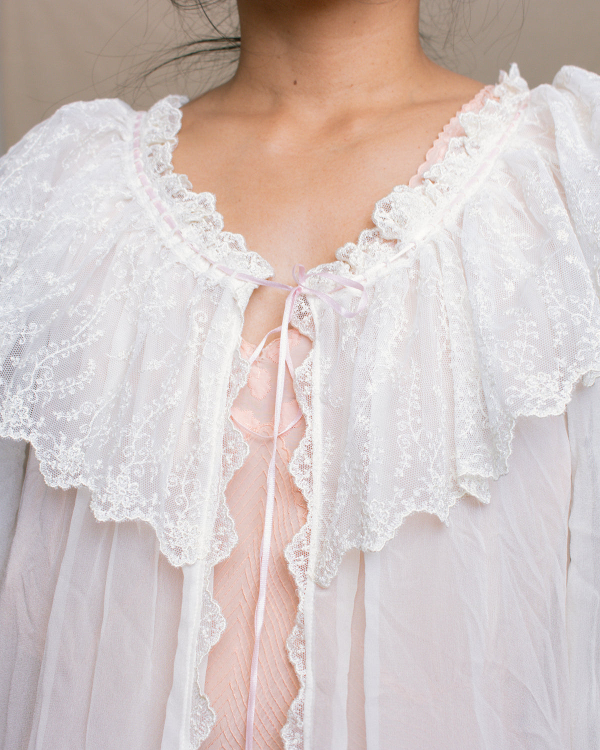 Vintage 80s Neiman Marcus Lace Bed Robe | Size S-L