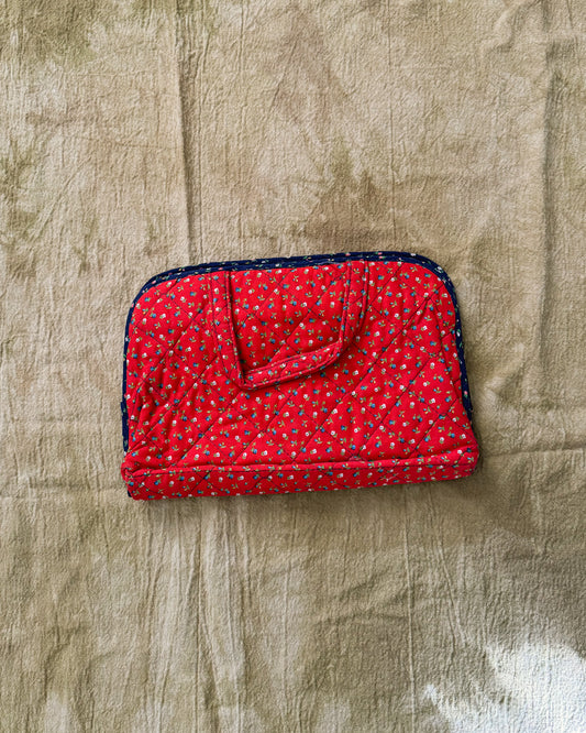 50s/60s Red Floral Toiletry Bag