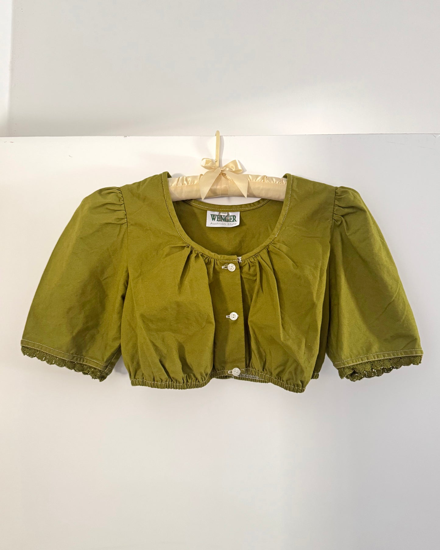 Vintage Green Austrian/German Dirndl Top | Size XS-S