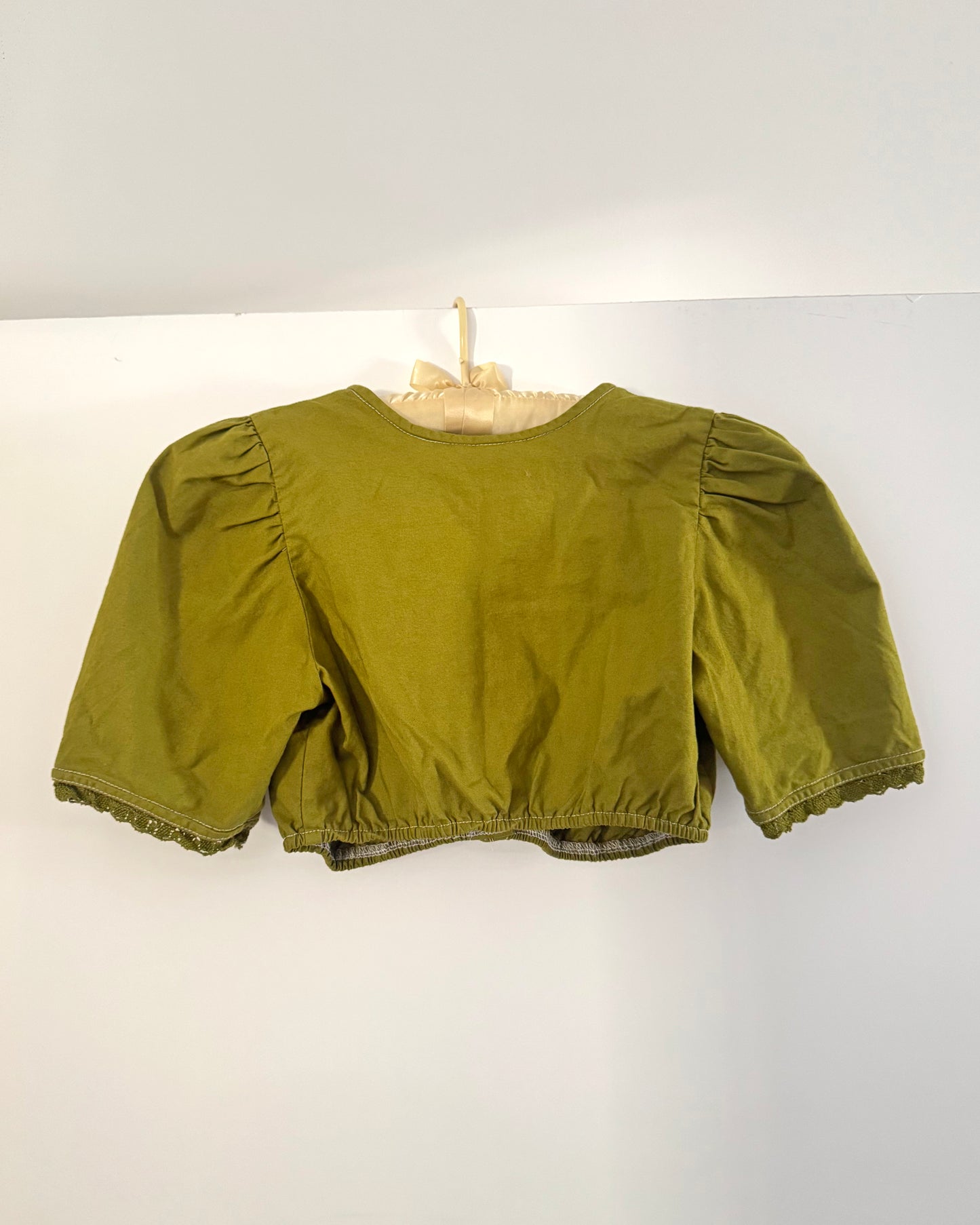 Vintage Green Austrian/German Dirndl Top | Size XS-S