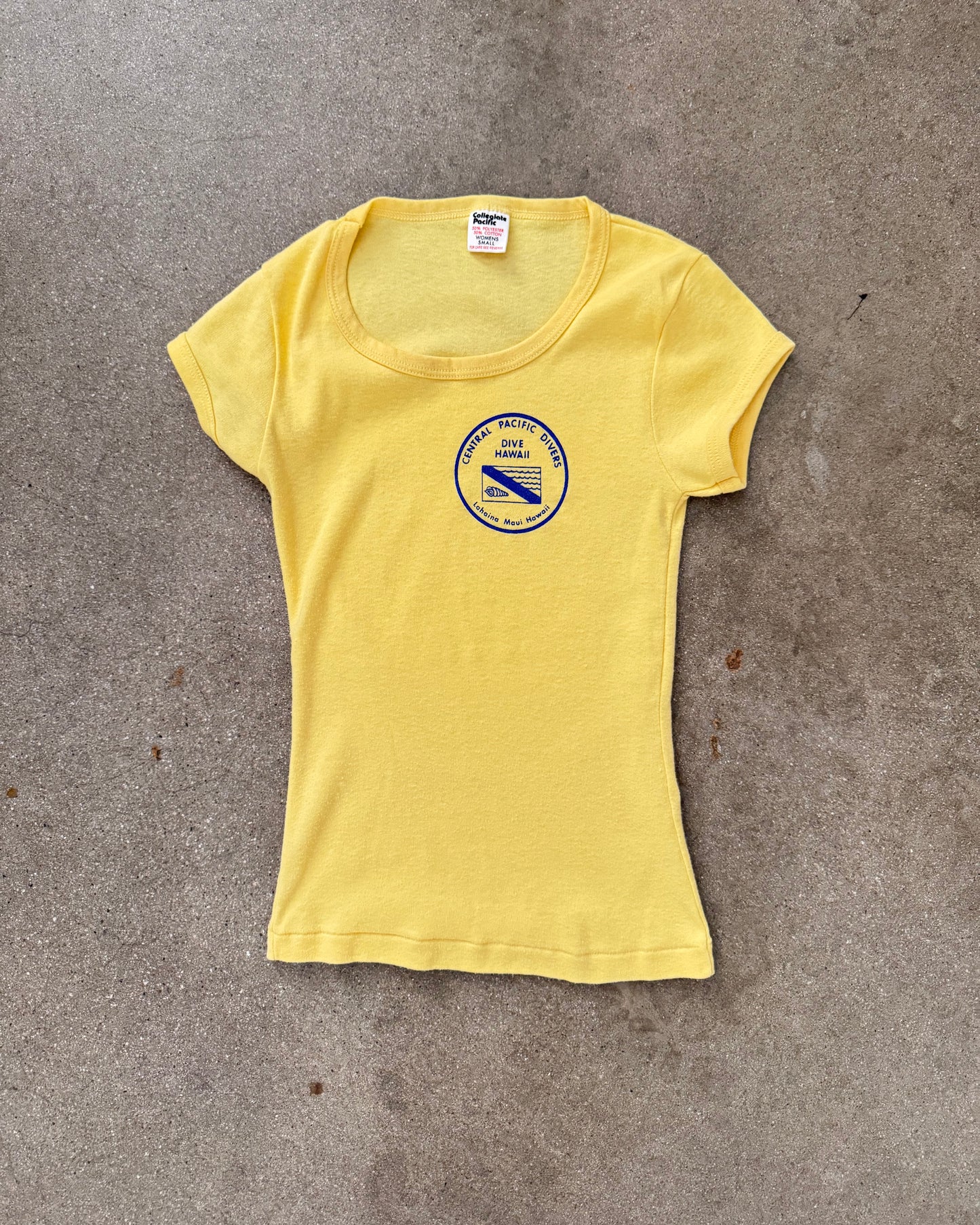 Vintage 70s Yellow Hawaii Dive Shirt | Size XS/S
